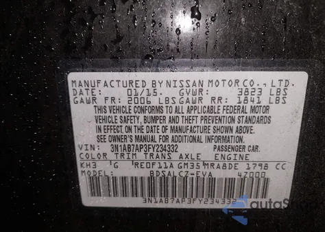 2015 Nissan Sentra S from USA, damaged, VIN 3N1AB7AP3FY234332